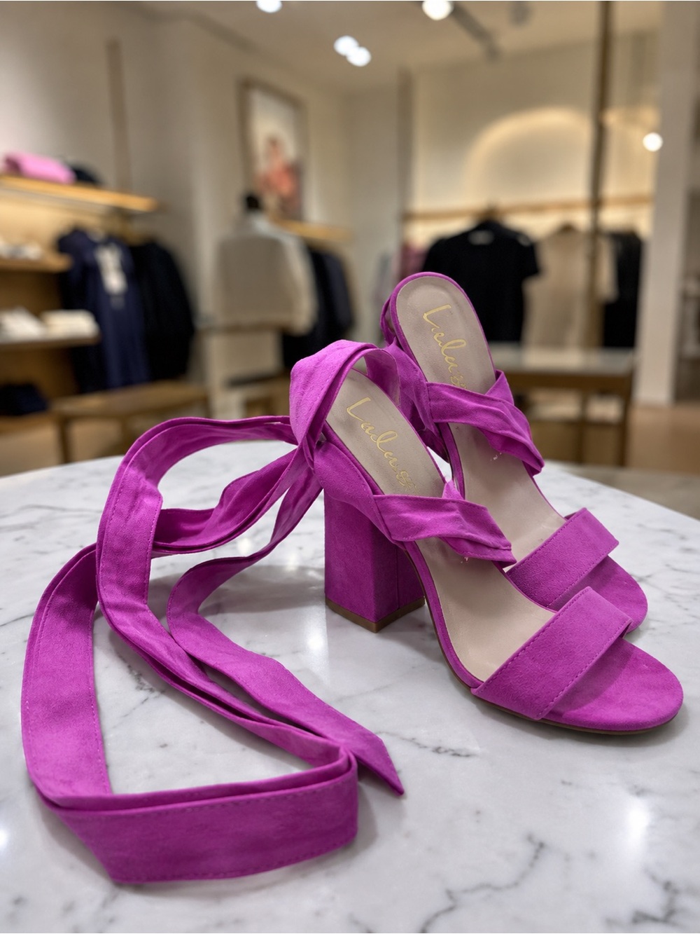 Lulus Hot Pink Wrap Tie Block Heel Sandals Size 8 - Picture 2 of 10